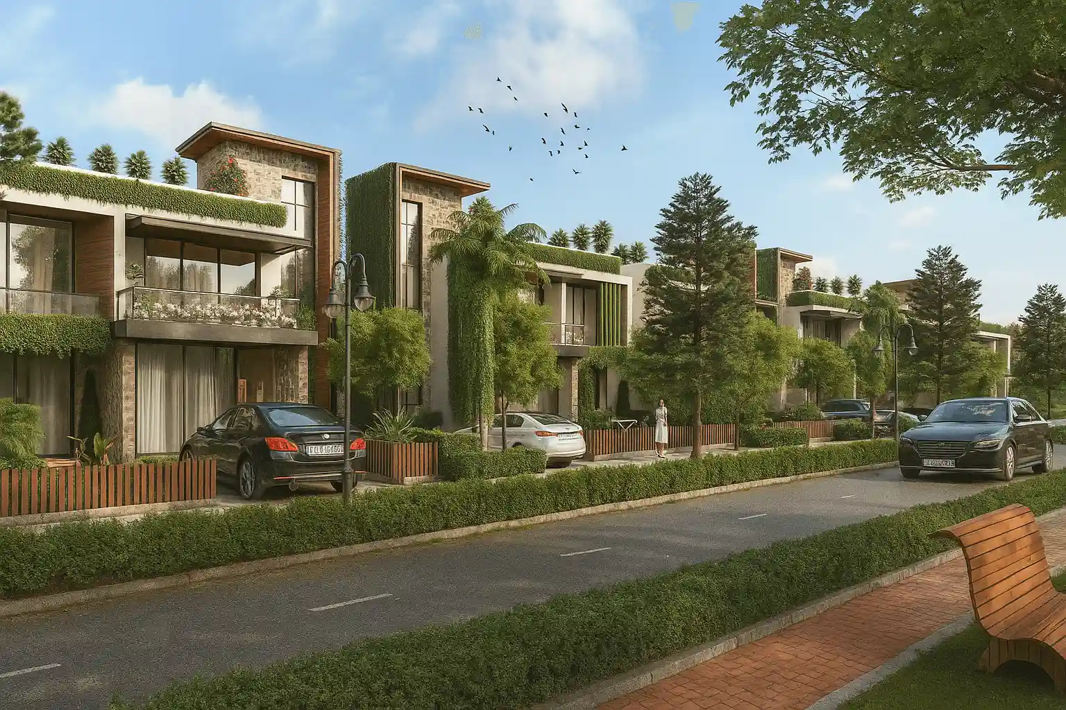 Forest Walk Villas forest township with water cascade and stepped water body