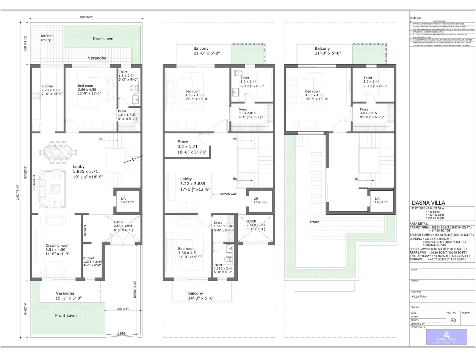 Garden Villa 163 sq. yd. floor plan